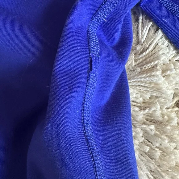 ALO Yoga High Waist Sapphire Blue Velvet Flocked Moto Leggings - Picture 5 of 5